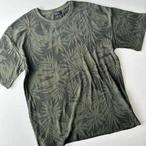 Zara Men's Green Leaf Pattern Shirt